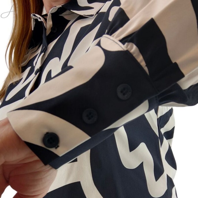 Z Lady Day Blouse Mila kraag Keith Blue print